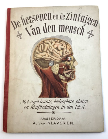 c.1890 Dutch Anatomy Book with Moveable , The Brain and the Senses of Man