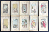 c.1885 Etteilla Tarot Type II Cards, published by Z. Lismon, Paris, 77/78 cards