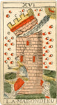 c.1790 Single La Maison Dieu (Tower) Card by L. Carey Pre-Revolutionary Besançon Tarot