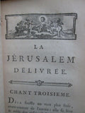1774 Jerusalem Delivree, Tasso, 2 Vol. 1st ed., thus.