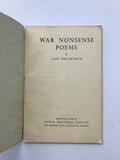 1947 Vintage Poetry Book War Nonsense by Lady Wentworth poetry