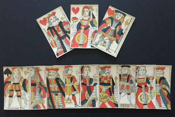 貴重フランスアンティーク カードマーカー/カードゲームスコアラー/スコア記録装置 c.1750 Old Parisian Playing Cards 12 Courts Only G. de Paris